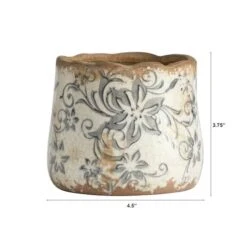 4" Tuscan Ceramic Gray Scroll Planter -Flowers Michael Store D293038S 2