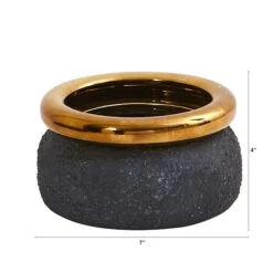 4" Stone Planter With Bronze Rim -Flowers Michael Store D293049S 2