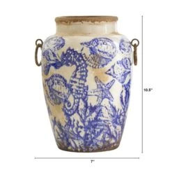10.5" Nautical Ceramic Urn Vase -Flowers Michael Store D293051S 2