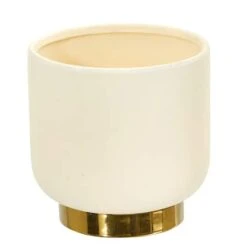 8" Elegance Ceramic Planter With Gold Accents