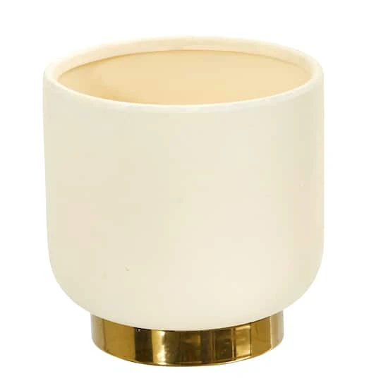 8" Elegance Ceramic Planter With Gold Accents 3 8" Elegance Ceramic Planter With Gold Accents