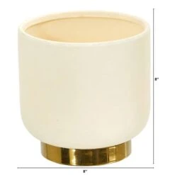 8" Elegance Ceramic Planter With Gold Accents 8 8" Elegance Ceramic Planter With Gold Accents -Flowers Michael Store D293062S 2