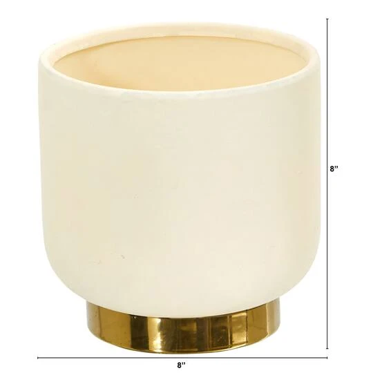 8" Elegance Ceramic Planter With Gold Accents 5 8" Elegance Ceramic Planter With Gold Accents - Image 3