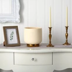 8" Elegance Ceramic Planter With Gold Accents 9 8" Elegance Ceramic Planter With Gold Accents -Flowers Michael Store D293062S 3