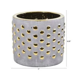 6" Regal Stone Hobnail Planter With Gold Accents -Flowers Michael Store D293082S 2