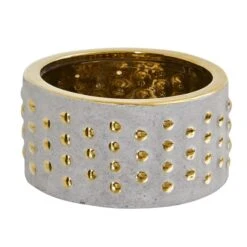 3.5" Regal Stone Hobnail Planter With Gold Accents