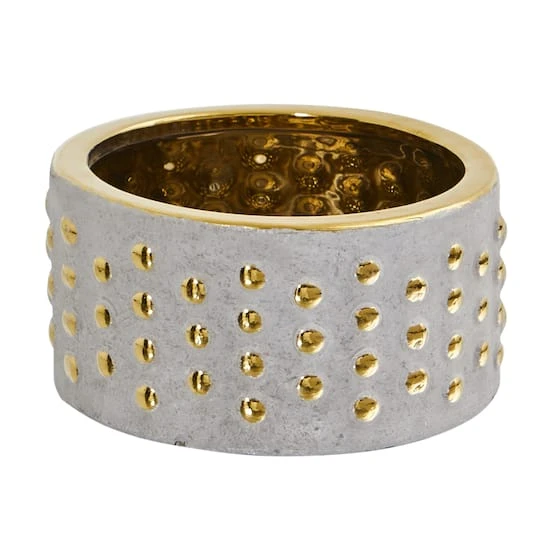 3.5" Regal Stone Hobnail Planter With Gold Accents 3 3.5" Regal Stone Hobnail Planter With Gold Accents