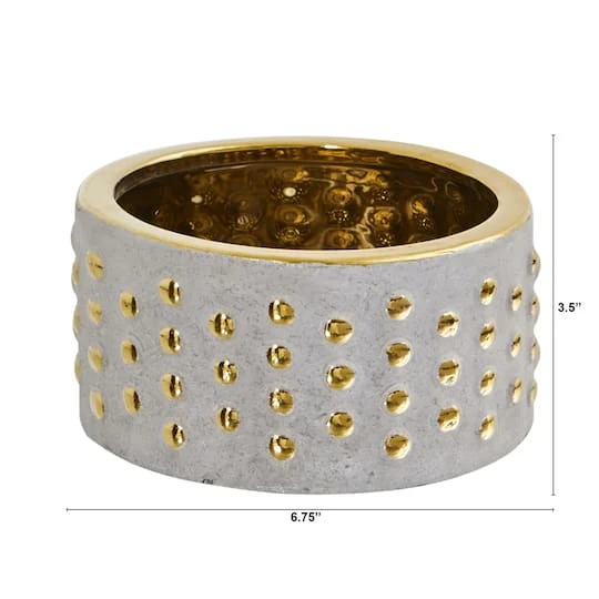 3.5" Regal Stone Hobnail Planter With Gold Accents 5 3.5" Regal Stone Hobnail Planter With Gold Accents - Image 3