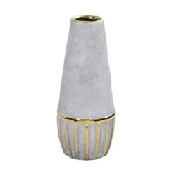 10" Regal Stone Decorative Vase With Gold Accents