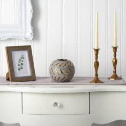 5.5" Regal Round Stone Vase With Gold Accents 9 5.5" Regal Round Stone Vase With Gold Accents -Flowers Michael Store D293091S 3