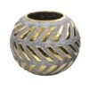7" Regal Round Stone Vase With Gold Accents