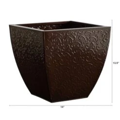 14" Embossed Metal Scroll Planter -Flowers Michael Store D293096S 2