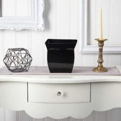 8" Black Fluted Metal Square Planter 9 8" Black Fluted Metal Square Planter -Flowers Michael Store D293107S 3