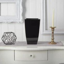13" Black Tapered Square Metal Planter 9 13" Black Tapered Square Metal Planter -Flowers Michael Store D293112S 3