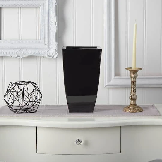 13" Black Tapered Square Metal Planter 6 13" Black Tapered Square Metal Planter - Image 4