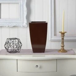 13" Bronze Tapered Square Metal Planter -Flowers Michael Store D293114S 3