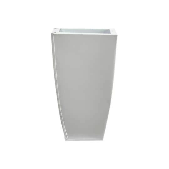 13" White Tapered Square Metal Planter 4 13" White Tapered Square Metal Planter - Image 2