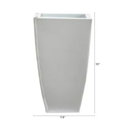 13" White Tapered Square Metal Planter 8 13" White Tapered Square Metal Planter -Flowers Michael Store D293121S 2