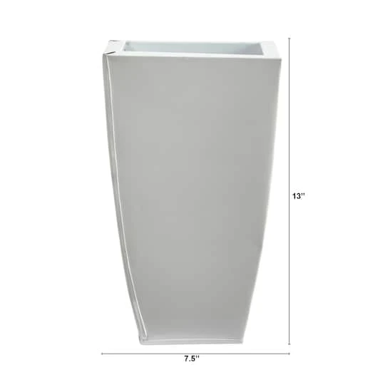 13" White Tapered Square Metal Planter 5 13" White Tapered Square Metal Planter - Image 3
