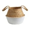 12" Boho Chic Handmade Cotton & Jute White Woven Basket Planter 1 12" Boho Chic Handmade Cotton & Jute White Woven Basket Planter -Flowers Michael Store D293126S 1
