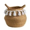 11" Boho Chic Handmade Natural Cotton Woven Basket Planter With Tassels -Flowers Michael Store D293127S 1