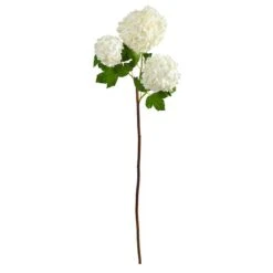 White Snowball Hydrangea Artificial Flower Stem, 2ct.