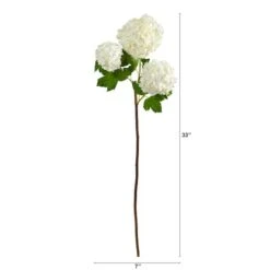White Snowball Hydrangea Artificial Flower Stem, 2ct. -Flowers Michael Store D293293S 2