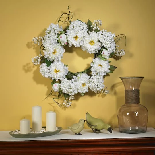 20" White Peony & Hydrangea Wreath 5 20" White Peony & Hydrangea Wreath - Image 3