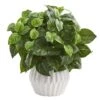 16in. Pothos Plant In White Ceramic Vase