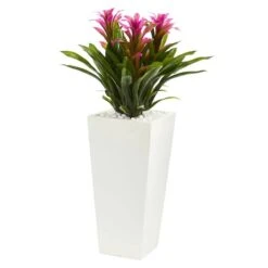 2ft. Triple Bromeliad Plant In White Tower Planter
