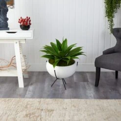 2.5ft. Agave Plant In White Planter With Metal Stand -Flowers Michael Store D294094S 4