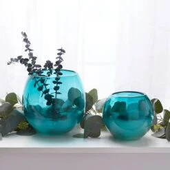 7.5" Large Aqua Fish Bowl Vase -Flowers Michael Store D297010S 7