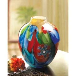 9" Floral Fantasia Art Glass Vase -Flowers Michael Store D297011S 2