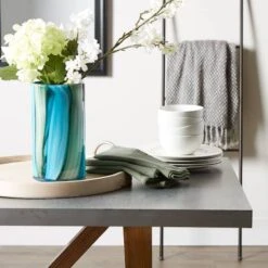 10.25" Blue Cylinder Glass Vase -Flowers Michael Store D297016S 8