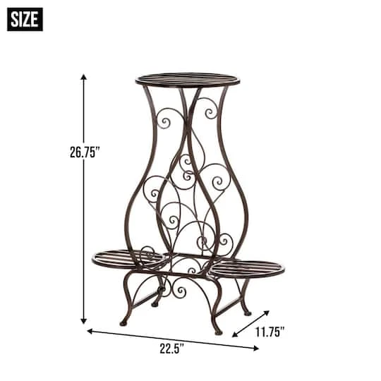 2.2ft. Hourglass Triple Plant Stand 11 2.2ft. Hourglass Triple Plant Stand - Image 9