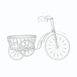 14" White Bicycle Planter