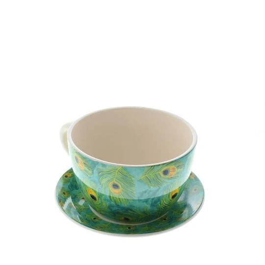4.5'' Peacock Feather Teacup Planter 7 4.5'' Peacock Feather Teacup Planter - Image 5