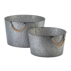 Galvanized Textured Bucket Set