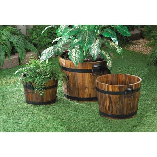3 Apple Barrel Planters Set 7 3 Apple Barrel Planters Set - Image 5