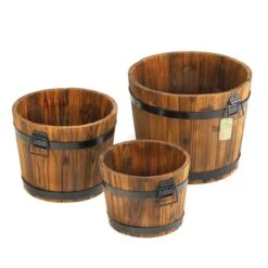 3 Apple Barrel Planters Set 15 3 Apple Barrel Planters Set -Flowers Michael Store D299154S 6