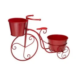 Glitzhome® 21.5'' Red Metal Bicycle Plant Stand -Flowers Michael Store D303671S 1 1