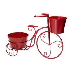 Glitzhome® 21.5'' Red Metal Bicycle Plant Stand -Flowers Michael Store D303671S 5