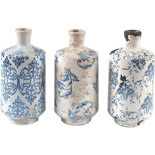 Hello Honey® Blue & White Terracotta Vases Set 4 Hello Honey® Blue & White Terracotta Vases Set - Image 2