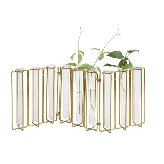 Hello Honey® 9 Test Tube Vases With Gold Metal Stand Set 3 Hello Honey® 9 Test Tube Vases With Gold Metal Stand Set