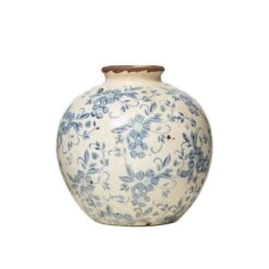 Hello Honey® 8" Blue & White Crackle Floral Terra Cotta Vase 13 Hello Honey® 8" Blue & White Crackle Floral Terra Cotta Vase -Flowers Michael Store D320315S 2