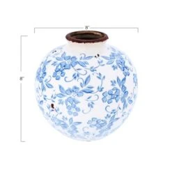 Hello Honey® 8" Blue & White Crackle Floral Terra Cotta Vase 16 Hello Honey® 8" Blue & White Crackle Floral Terra Cotta Vase -Flowers Michael Store D320315S 5