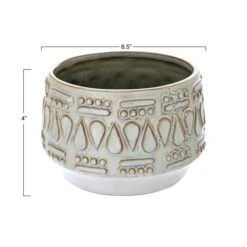 Hello Honey® 4" Embossed Glazed Stoneware Planter 29 Hello Honey® 4" Embossed Glazed Stoneware Planter -Flowers Michael Store D320441S 13
