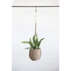 Hello Honey® Handwoven Hanging Seagrass Basket Planter -Flowers Michael Store D320508S 3
