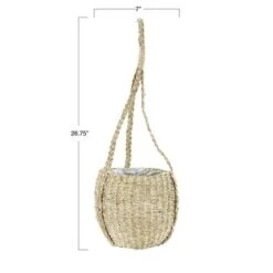 Hello Honey® Handwoven Hanging Seagrass Basket Planter -Flowers Michael Store D320508S 7