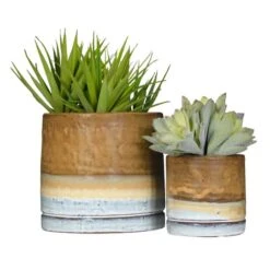 Hello Honey® Brown & White Reactive Glaze Stoneware Planter Set -Flowers Michael Store D320665S 3